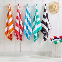 Load image into Gallery viewer, 4 Pack Plush Velour 100% Cotton Beach Towels. Cabana Stripe Pool Towels for Adults. (Navy, 4 Pack- 30" x 60")
