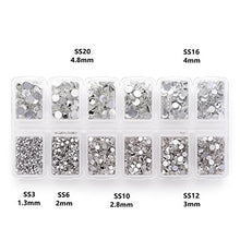 Load image into Gallery viewer, Zealer 1800pcs Clear Crystal Nail Art Rhinestones Round Beads Top Grade Flatback Glass Charms Gems Stones for Nails Decoration Crafts Eye Makeup Clothes Shoes 300pcs Each (Mix SS3 6 10 12 16 20)
