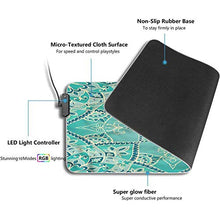Load image into Gallery viewer, RGB LED Gaming Mouse Pad, Turquoise,Persian Shamse Motif Sun, Large Mouse Pad, Non-Slip Rubber Base, Waterproof Computer Keyboard Mouse Mat for Gamer/Esports Pros/Office, 31.5 x 11.8in
