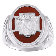 Load image into Gallery viewer, Diamond &amp; Red Onyx Ring 14K Yellow or White Gold Christ Head
