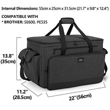 Load image into Gallery viewer, CURMIO Sewing and Embroidery Machine Carrying Case, Universal Tote Bag with Removable Cushion Pad Compatible with Brother SE600, SE630, PE535 Embroidery Machine and Accessories, Black, Bag Only
