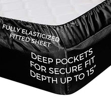 Load image into Gallery viewer, Satin Sheets Queen [4-Piece, Black] Hotel Luxury Silky Bed Sheets - Extra Soft 1800 Microfiber Sheet Set, Wrinkle, Fade, Stain Resistant - Deep Pocket Fitted Sheet, Flat Sheet, Pillow Cases
