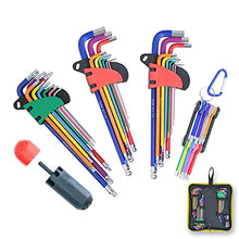 Load image into Gallery viewer, KOTTO Hex Key Allen Wrench Set, Metric, Imperial, Torx, Star Long Arm Ball End Hex Key Set Tools, Industrial Grade Allen Wrench Set with Storage Bag
