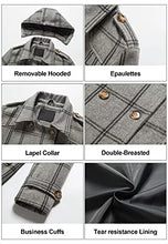 Load image into Gallery viewer, Chrisuno Women's Notch Lapel Double Breasted Mid-Long Wool Pea Coat Grey Plaid S
