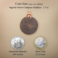 Load image into Gallery viewer, Shire Post Mint Vegvisir Norse Compass Necklace on Leather Cord
