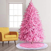 Load image into Gallery viewer, yuboo Pink Christmas Tree Skirt,36" Luxury Faux Fur with Embroidered Snowflakes for Xmas Party and Mother's Day Holiday Decorations,Washable
