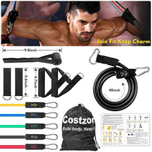 Load image into Gallery viewer, Resistance Bands Set 11 Pack, Exercise Bands Fitness Workout Equipment Stackable Weights 150 Lb Training Tubes with large Handles Ankle Straps Door Anchor Carry Bag, Physical Therapy Home Gym (150)
