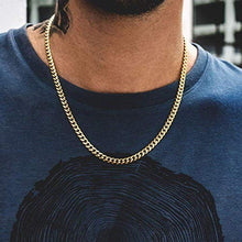 Load image into Gallery viewer, TRIPOD JEWELRY Men's Hip Hop Miami Cuban Link Chain or Bracelet - 14K or White Gold Plated Stainless Steel Cuban Link Choker Gold Chains Necklace 8mm,10mm,12mm,14mm,16mm (14K Gold - 8mm, 22.00)

