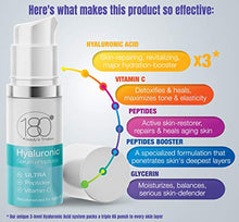 Load image into Gallery viewer, Hyaluronic Acid Anti Aging Serum w. Peptide Booster + Vitamin C - Ultra Strength for Ages 50+ - Restore and Prevent Wrinkles &amp; Fine Lines - Intensive Face Neck &amp; Eye Serum - 180 Cosmetics
