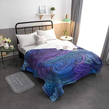 Load image into Gallery viewer, T&amp;H XHome Luxury Quilted Comforter Bedspread-Thin Soft Cozy,Blue and Purple Vine Floral Pattern Reversible Stitched Summer Lightweight Quilt Coverlet for All Season
