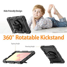Load image into Gallery viewer, HXCASEAC Samsung Galaxy Tab A7 Lite Case 2021 with Screen Protector Pencil Holder, Heavy Duty Shockproof Cover, 360 Rotating Stand &amp; Hand Strap for Tab A7 Lite 8.7 Inch Case SM-T220/T225/T227, Black
