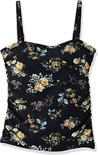 Load image into Gallery viewer, Ocean Blues Women's Black Floral Ruched Bandeau Tankini Top Tummy Control Swimsuit Top Only Size X-Large
