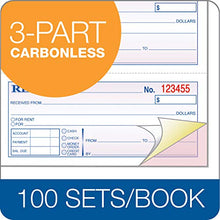 Load image into Gallery viewer, TOPS Money/Rent Receipt Book, 3-Part, Carbonless, 11 x 7-5/8 Inches, 4 Receipts/Page, 100 Sets per Book (46808)
