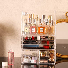 Load image into Gallery viewer, Cq acrylic Clear Makeup Organizer And Storage With Lid Stackable X Large Waterproof Dustproof Skin Care Cosmetic Display Case With 6 Drawers For Beauty Skincare Product Organizing,Set of 3
