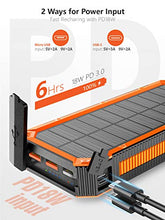 Load image into Gallery viewer, Solar Charger 30000mAh, Solar Power Bank, PD 18W &amp; QC3.0 Quick Charge with 4 Outputs &amp; Dual Inputs(USB/Type-C), External Backup Battery Huge Capacity Phone Charger for iOS and Android(Orange)
