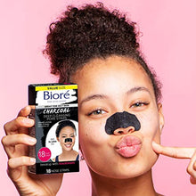 Load image into Gallery viewer, Bioré Charcoal Blackhead Remover Pore Strips, Nose Strips for Instant Blackhead Removal on Oily Skin, with Pore Unclogging, features Natural Charcoal, See 3x Less Oil, 18 Count
