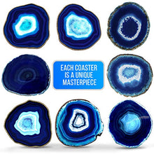 Load image into Gallery viewer, Blue Agate Coasters Set of 4 - 3.5"-4" - Brazilian Geode Crystal Decor - (3.5"-4" Blue)
