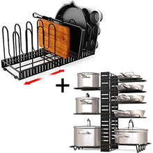 Load image into Gallery viewer, GeekDigg pan organization and storage, adjustable height and position pot rack organizer for cabinet

