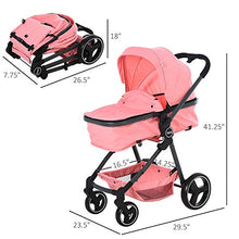 Load image into Gallery viewer, Qaba 2 in 1 Design Lightweight Baby Stroller Basket One-Click Foldable Compact Travel Pushchair w/Reclinable Back Footrest Safety Belt Storage Basket Suspension Wheels for 0-36 Months Pink
