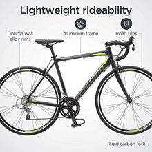 Load image into Gallery viewer, Schwinn Phocus 1600 Drop Bar Mens Road Bicycle, 58cm/Large Alluminum Step-Over Frame, Carbon Fiber Fork, Shimano 16-Speed Drivetrain, 700c Wheels, Black
