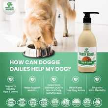 Load image into Gallery viewer, Doggie Dailies Bone Broth for Dogs, 16 FL OZ, Glucosamine and Chondroitin for Dogs to Support Healthy Joints &amp; Flexibility, Tasty Chicken Dog Bone Broth Recipe Helps Maintain Mobility
