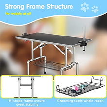 Load image into Gallery viewer, Lyromix Adjustable Pet Large Foldable Dog Grooming Table with Arms, Noose, Mesh Tray, Maximum Capacity Up to 330Lb, 46inch, Black

