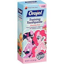 Load image into Gallery viewer, Orajel My Little Pony Fluoride-Free Training Toothpaste, Pinky Fruity Flavor, One 1.5oz Tube: Orajel #1 Pediatrician Recommended Brand for Kids Non-Fluoride Toothpaste

