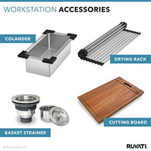 Load image into Gallery viewer, Ruvati 27-inch Apron-front Workstation Farmhouse Kitchen Sink 16 Gauge Stainless Steel Single Bowl - RVH9050
