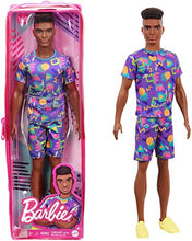 Load image into Gallery viewer, Barbie Ken Fashionistas Doll #162 with Rooted Brunette Hair Wearing Graphic Purple Top, Shorts &amp; Yellow Shoes, Toy for Kids 3 to 8 Years Old
