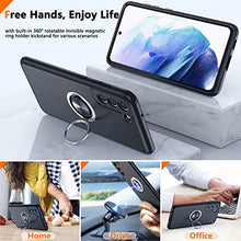 Load image into Gallery viewer, Temdan Samsung Galaxy S21 FE Case, [Military Grade Drop Protection] Slim Fit Shockproof Protective Cover with 360° Rotatable Magnetic Ring Holder Kickstand Compatible with Samsung S21 FE Case 5G,Black
