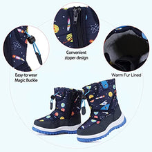 Load image into Gallery viewer, CIOR Winter Snow Boots for Boy and Girl Outdoor Waterproof with Fur Lined(Toddler/Little Kids) U120WXZ014-Space blue-23
