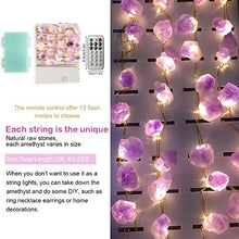 Load image into Gallery viewer, MIYA LIFE Natural Amethyst Raw Stones LED Decorative String Lights 10ft 40 Lights with Remote for Mother's Day Tent Wedding Valentine's Day Present Bedroom Christmas Party Birthday Ornament
