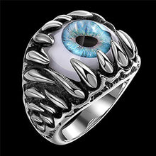 Load image into Gallery viewer, Ginger Lyne Collection Stainless Steel Blue Evil Eye Eyeball Ring Mens Womens Biker Punk
