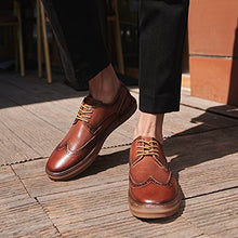 Load image into Gallery viewer, Men's Wingtip Brogue Oxford Sneaker Shoes Genuine Leather Casual Dress Shoes Maroon Brown for Men Footwear Size 13
