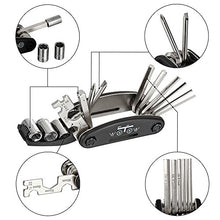 Load image into Gallery viewer, WOTOW 16 in 1 Multi-Function Bike Bicycle Cycling Mechanic Repair Tool Kit with 3 pcs Tire Pry Bars Rods
