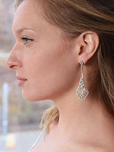 Load image into Gallery viewer, Mariell Zirconia Crystal Art Deco Silver Wedding Dangle Earrings for Women, Jewelry for Bride, Bridesmaid
