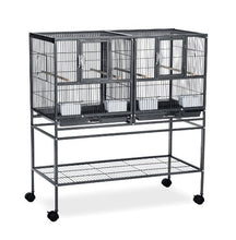 Load image into Gallery viewer, Prevue Pet Products F070 Hampton Deluxe Divided Breeder Cage with Stand,Black Hammertone,1/2"
