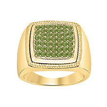Load image into Gallery viewer, tusakha 14k Yellow Gold Plated 0.75 CT Green Tourmaline Accent Wedding Band Ring for Men's.
