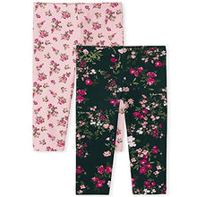Load image into Gallery viewer, The Children's Place Baby Toddler Girl Floral Print Knit Leggings 2-Pack, BALT Green, 18-24 Months

