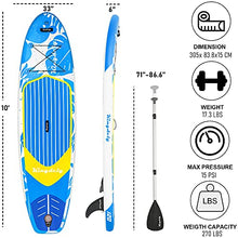 Load image into Gallery viewer, Kingdely Inflatable Stand Up Paddle Board, Comes with Durable SUP Accessories &amp; Portable Carry Bag, Non-Slip Deck, Leash, Paddle and Pump, Standing Boat for Youth &amp; Adult
