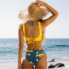 Load image into Gallery viewer, LanreyTaley Women Bikini Swimsuit Printed Fashion Swimsuit Sexy Swimsuit Two Pieces for Women Beach Swimsuit Yellow
