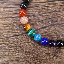 Load image into Gallery viewer, COAI Mala Beads Black Obsidian Stone 7 Chakra Bolo Bracelet for Women
