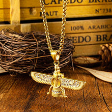 Load image into Gallery viewer, Nsitbbuery Hip Hop Farvahar Stainless Steel Zoroastrian Tag Pendant Stainless Steel Chain Necklace
