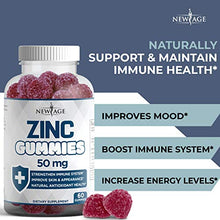 Load image into Gallery viewer, Zinc Gummies - 2 Pack - 50mg High Potency Immune Booster Zinc Supplement, Immune Defense, Powerful Natural Antioxidant, Non-GMO - by New Age, 120 Count
