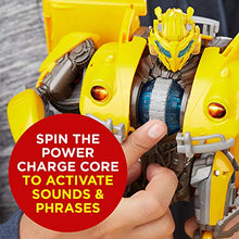 Load image into Gallery viewer, Transformers: Bumblebee Movie Toys, Power Charge Bumblebee Action Figure - Spinning Core, Lights and Sounds - Toys for Kids 6 and Up, 10.5-inch
