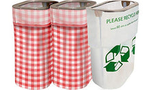 Load image into Gallery viewer, Party City Gingham Clean-Up Kit, 3 Pieces, With Matching Reusable Pop-Up Trash Bins, Plus a Handy Recycling Bin
