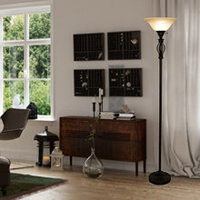 Load image into Gallery viewer, Floor Lamp for Living Room Decor by Light Accents - Tall Floor Lamp Bed Room Decor - Traditional Iron Scrollwork Standing Lamp Pole Light with Alabaster Glass Bowl Shade – 70" Tall- (Bronze)
