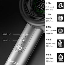 Load image into Gallery viewer, Fabric Shaver Defuzzer Electric Lint Remover USB Rechargeable Sweater Shaver with 4 Replaceable Blades Lint Brush Portable Easy Remove Fuzz Lint Pills for Clothes Sweater Couch Blanket Wool
