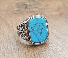 Load image into Gallery viewer, Handmade 925K Sterling Silver Mens Ring With Howlite Turquoise Stone RP1257
