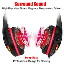 Load image into Gallery viewer, Stynice Gaming Headset for PC, PS4, Playstation 5, Xbox One, Laptop, Crystal Clear Sound Computer Gamer Headset with Noise Canceling Mic and LED Light - Lightweight Comfortable Gamer Headphone (Red)
